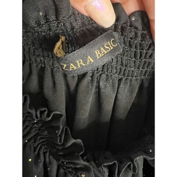 Zara Black Mesh Puffed Sleeves Top XS NWOT - Picture 7 of 7